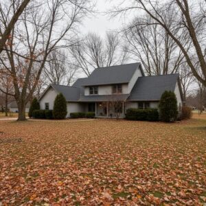 Asphalt shingle roof on a central Illinois home in late autumn before winter